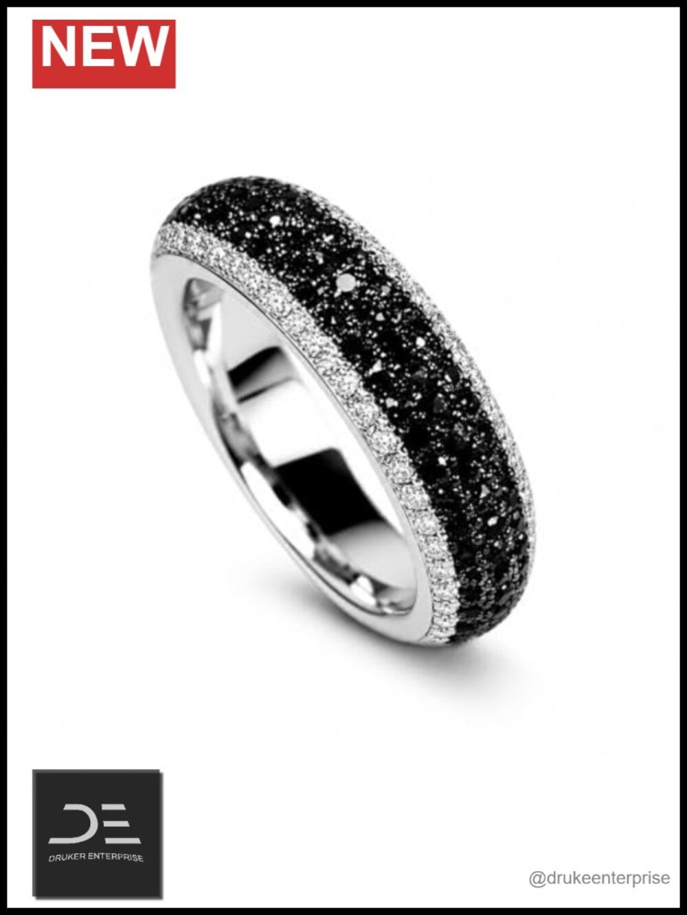 2.00 Ct Round Simulated Black Diamond Band Ring 14K White Gold Plated 925 Silver